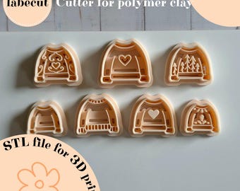 STL Winter sweaters cutters | digital file for 3D printer | polymer clay cutter