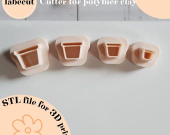 STL Mini Flower Pot cutter | digital file for 3D printer | polymer clay cutter