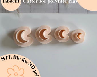 STL Mini Thin Moon cutter | digital file for 3D printer | polymer clay cutter