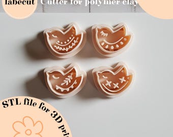 STL Floral bird clay cutters | digital file for 3D printer | polymer clay cutter