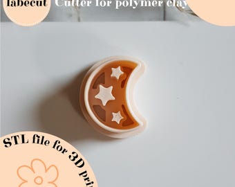 STL Moon Star cutter | digital file for 3D printer | polymer clay cutter