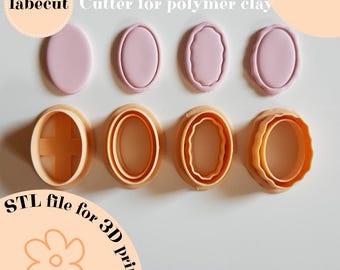STL Oval Framed cutters | digital file for 3D printer | polymer clay cutter