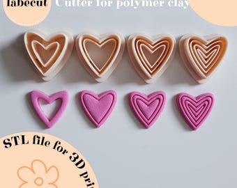STL Cutout and bordered heart cutters | digital file for 3D printer | polymer clay cutter