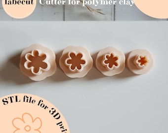 STL Mini Hand drawn flower cutter | digital file for 3D printer | polymer clay cutter