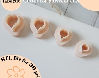 STL Mini Heart Leaf cutter | digital file for 3D printer | polymer clay cutter