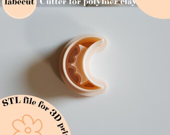 STL Bat Moon cutter | digital file for 3D printer | polymer clay cutter