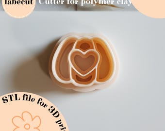 STL Pumpkin heart imprint cutter | digital file for 3D printer | polymer clay cutter