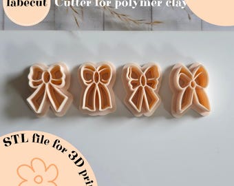 STL Bow Ribbon clay cutters | digital file for 3D printer | polymer clay cutter