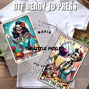 Ready to Press Tarot Card DTF, Funny DTF, Wine Transfer, Funny Meds DTF, Heat press, Free Commercial Use