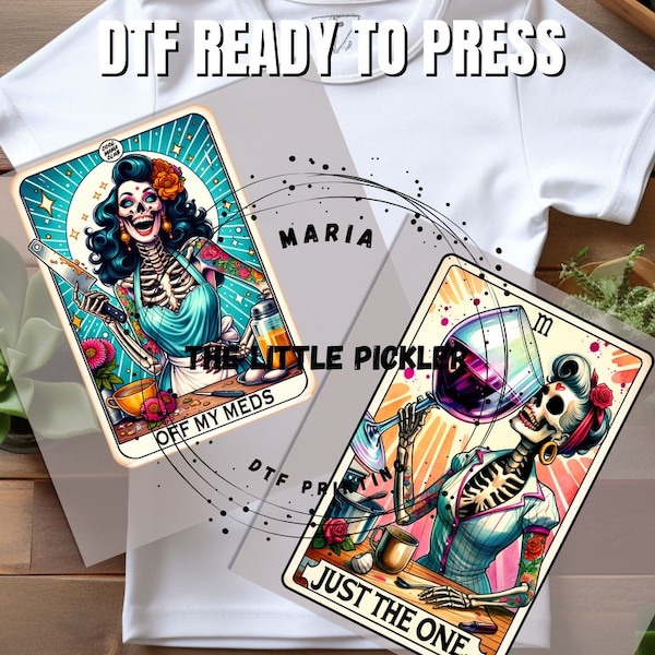 Ready to Press Tarot Card DTF, Funny DTF, Wine Transfer, Funny Meds DTF, Heat press, Free Commercial Use