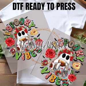 Ready to press Spanish Espooky Ghost Transfer, Cafe DTF Heat press, Halloween dtf, Spooky, Fall image for shirt, Heat Press