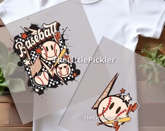 Ready to press Retro Baseball Set DTF, Baseball Transfer, Sport Shirt, Game Sweater, Splatter Black Baseball DTF,Heat press,Girl Mom DTF