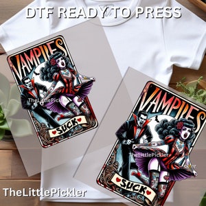 Ready to press Vampire Suck Tarot Card DTF Transfer, Spooky Tarot Card Shirt, Vibrant Transfer, Heat press, High Resolution