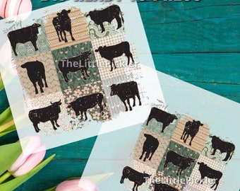 Ready to Press Spring Cow Flowers DTF Transfer, Spring Apparel, Cute Cow DTF, Heat press, Free Commercial Use