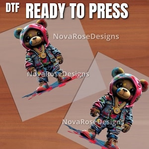 Ready to press 3D hip hop bear DTF, Colorful Stylish Bear Transfer, Bear Mama Shirt, Splatter paint Shirt, Heat press, Free Commercial Use