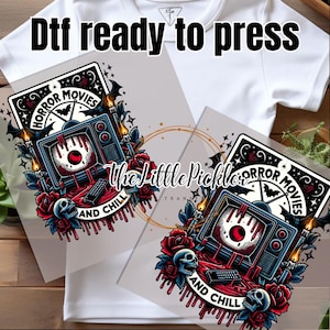 Ready to press Horror movies and Chills tarot DTF Transfer, Halloween Shirt, Vibrant Transfer, Heat press, High Resolution