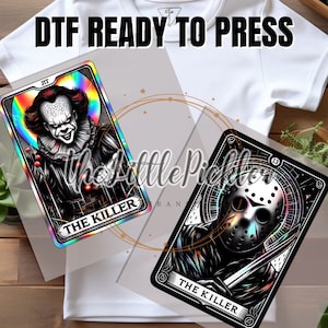 Ready to press sScary Movie Tarot Card DTF, Tarot Transfer,Ghoul Sweater, Halloween DTF, Heat press, Holiday DTF, Horror Movies Card