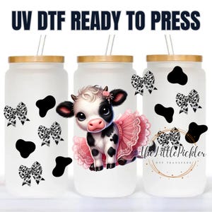Ready to Apply Valentine cow print UV dtf Transfer, 16oz UV DTF Wrap, Ready to Apply Cup Wrap, Peel only, Permanent Adhesive,Waterproof