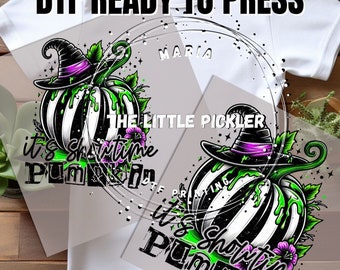 Ready to Press Its Showtime Pumpkin DTF, Halloween Pumpkin Transfer, Beetlegeuse Colors DTF, Heat press, Apply onto Apparel