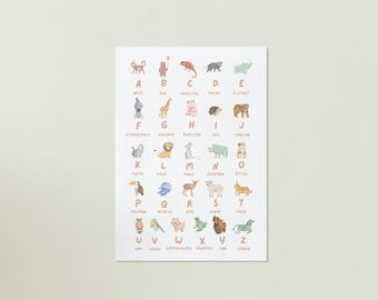 Alphabet Posters| Children's picture | Children's room poster ABC | To print PDF | Learning poster child