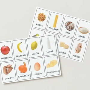 88 Montessori Cartas de aprendizagem|Tarjetas de compras Montessori|Lista de compras para crianças|Tarjetas de memória|Alimentos em formato PDF