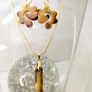 Neutral colored earrings and pendant necklace set,  gift for her, birthday gift, resin jewelry