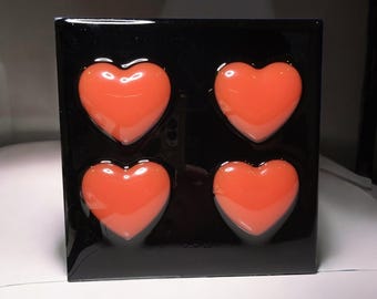 3D hearts, resin wall art, wall hanging, heart shaped decor, home decor, gift for her, handmade, gift idea.