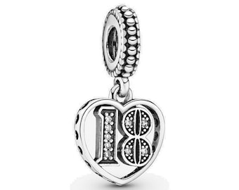 Pandora Sterling Silver 18th Celebration Dangle Charm Women's Bracelet Charms for 2024 Ideal UK Anniversary Jewellery Present, Must-Have