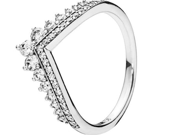 Princess Sterling Silver Pandora Wishbone Ring Perfect for Present, Engagement, or Promise Ring, Minimalistic and Timeless Design, Must-Have