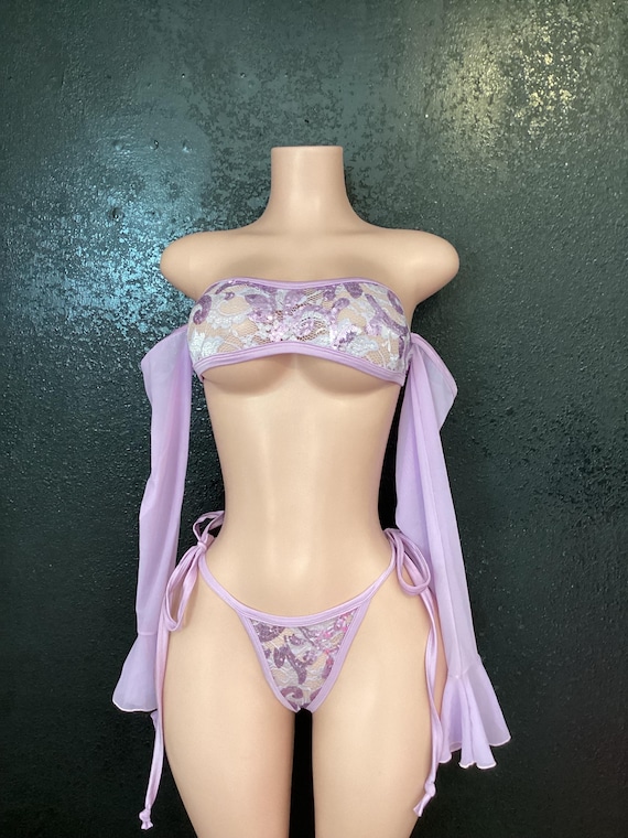 Exotic Dancewear Sequin Lace G String Bikini Stripper Sexy Lingerie Rave  Festival Dancer - Etsy