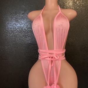 wrap around one piece thong low cut exotic dancewear stripper outfit