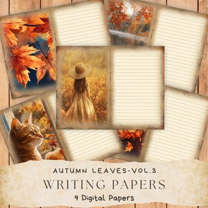 Journal Indésirable d'Automne, Pages de Journal avec ligne, Fourniture de Scrapbooking, Page minable imprimable, Scène d'Automne, Érable