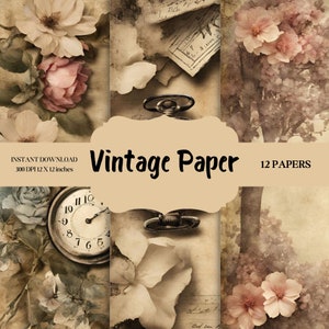 Papier numérique Vintage, Papier numérique Éphémère, Papier Antique, Papier de Scrapbooking, Texture journaux indésirable, Papier ancien