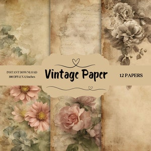 Papier numérique Vintage, Papier numérique Éphémère, Papier Antique, Papier de Scrapbooking, Texture journaux indésirable, Papier ancien