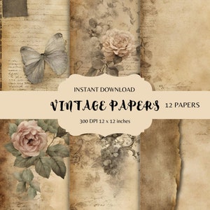 Papier numérique Vintage, Papier numérique Éphémère, Papier Antique, Papier de Scrapbooking, Texture journaux indésirable, Papier ancien