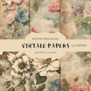 Vintage Digital Paper, Ephemera Digital Paper, Antique Paper, Scrapbooking Paper, Junk Journal Texture, Old Paper