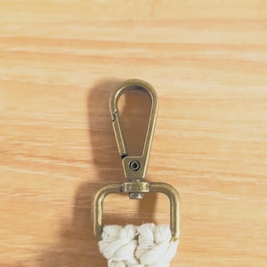 Rustic Western Bag Charm – Twisted Macrame Keychain – Handmade with Bronze Clasp