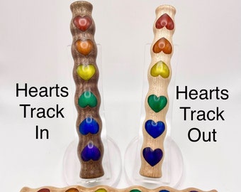 Classic Rainbow Hearts Diamond Painting Pen, Hybrid, Scroll Cut, Handcrafted, Wood and Resin