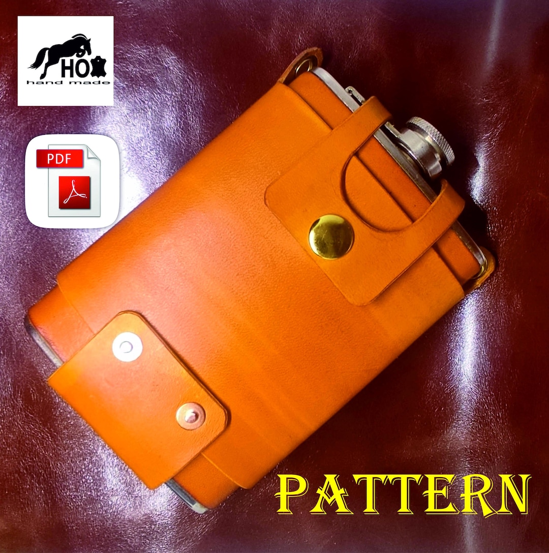 Leather Flask Case Pattern Beginner Diy Pdf Pattern 9oz Etsy