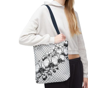 Floral Orchid Tote Bag, Reusable Shopping Bag, Eco-Friendly Tote, Floral Market Bag, Floral Grocery Bag