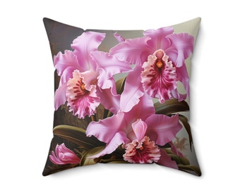 Almofada decorativa com orquídea, um toque floral elegante para a sua casa.