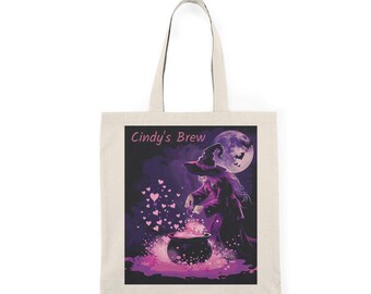 Personalized Halloween Tote Bag: Witches Brew, Spooky Caldron Design