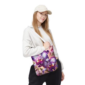 Tote Bag, Orchid Bloom Tropical Floral Tote Bag - Beach Bag, Reusable Grocery Bag, Floral Tote, Summer Tote, Tropical Bag, Flower Tote Bag