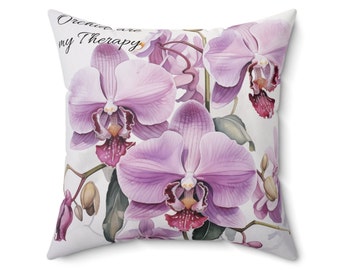 Almofada decorativa com estampa de orquídea, almofada com estampa botânica, estampa dupla face.