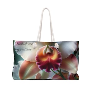 Personalized Bag oversized orchid print weekender bag orchid lover gift orchid mom durable beach bag spacious travel bag stylish chic floral