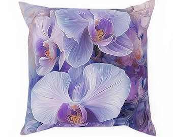 Almofada decorativa com estampa floral de orquídeas, estampa dupla face, almofada de algodão.