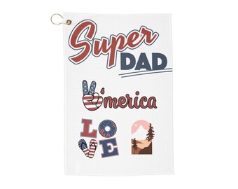 Superpappa golfhandduk, perfekt present till fars dag, patriotisk golfhandduk, fars dag, golftillbehör, söt pappapresent