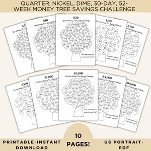 Savings Tree Examples Money Tree Savings Challenge Bundle: Financial Goal Printable (PDF) - Etsy