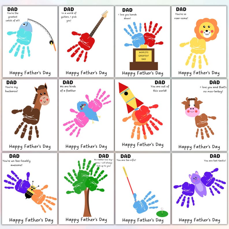 Father's Day Handprint Art Bundle: Keepsake Gift (PDF Download) - Etsy