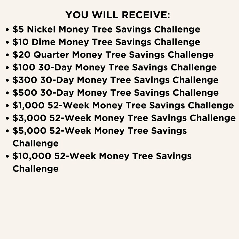 Savings Tree Examples Money Tree Savings Challenge Bundle: Financial Goal Printable (PDF) - Etsy